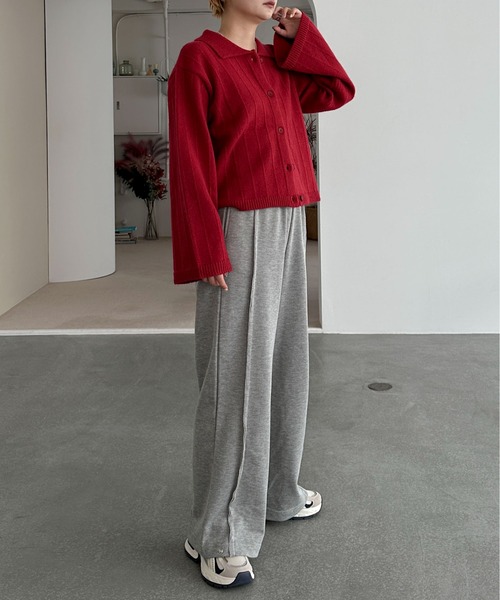 PILIT(ピリット)の「衿付き ルーズカーディガン(カーディガン/ボレロ・レディース・ブラウン/レッド/チャコールグレー/クリーム・MEDIUM)」の18枚目の写真