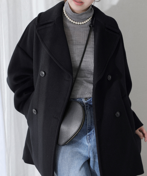 La TOTALITE（ラトータリテ）の「TICCA / ティッカ Pコート（ピーコート・レディース・ブラック/ブラウン/ベージュ・FREE）」の2枚目の写真