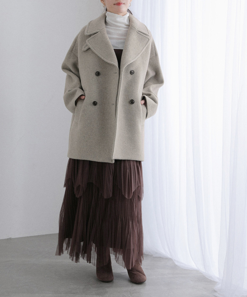 La TOTALITE（ラトータリテ）の「TICCA / ティッカ Pコート（ピーコート・レディース・ブラック/ブラウン/ベージュ・FREE）」の10枚目の写真