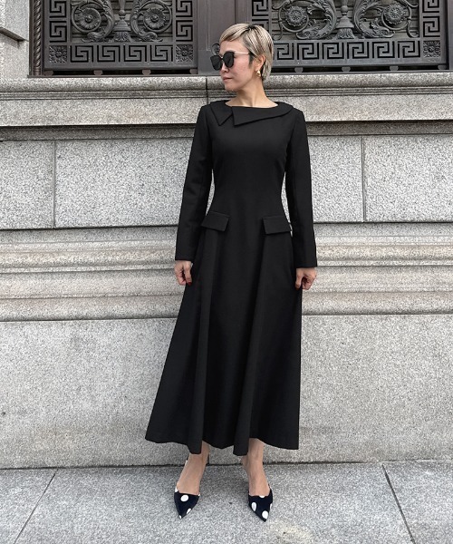 JENNE(ジェンヌ)の「アシンメトリーワンピース(ワンピース・レディース・ブラック/グレー・SMALL/MEDIUM/LARGE)」の3枚目の写真
