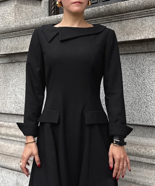 JENNE(ジェンヌ)の「アシンメトリーワンピース(ワンピース・レディース・ブラック/グレー・SMALL/MEDIUM/LARGE)」の6枚目の写真