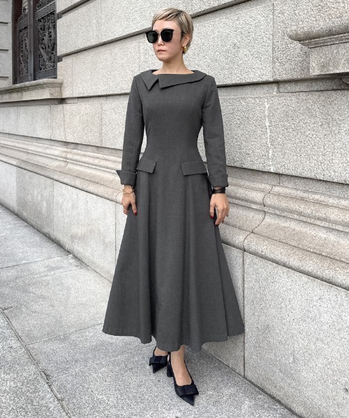 JENNE(ジェンヌ)の「アシンメトリーワンピース(ワンピース・レディース・ブラック/グレー・SMALL/MEDIUM/LARGE)」の14枚目の写真