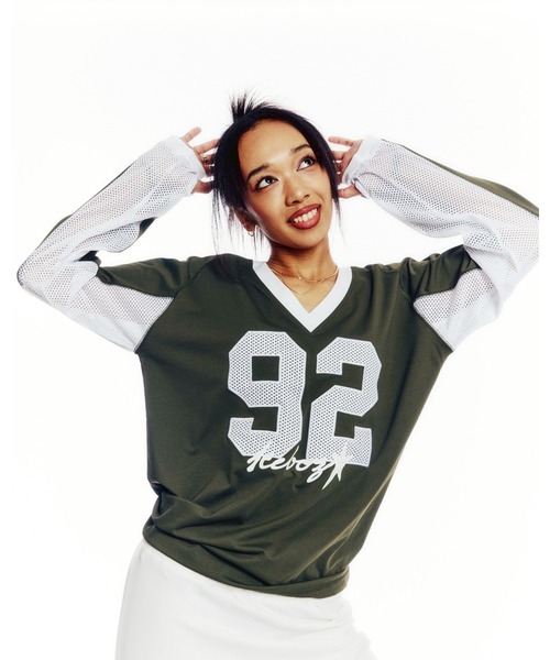 KEBOZ（ケボズ）の「NINE TWO V-NECK GAME SHIRT（シャツ/ブラウス・レディース・ネイビー/オリーブ・FREE）」の2枚目の写真