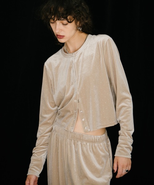 シャイニードットベロアカーディガン（カーディガン/ボレロ）｜HANNE