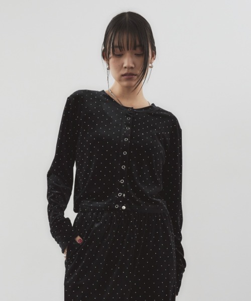 シャイニードットベロアカーディガン（カーディガン/ボレロ）｜HANNE