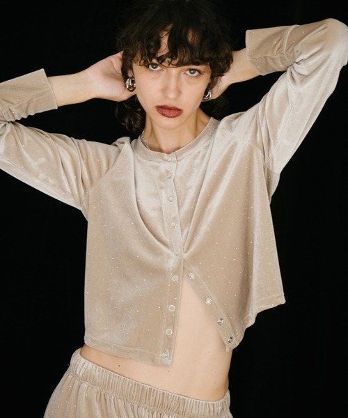 HANNE（アン）の「シャイニードットベロアカーディガン（カーディガン/ボレロ・レディース・ベージュ/ブラック/グレー・FREE）」の9枚目の写真