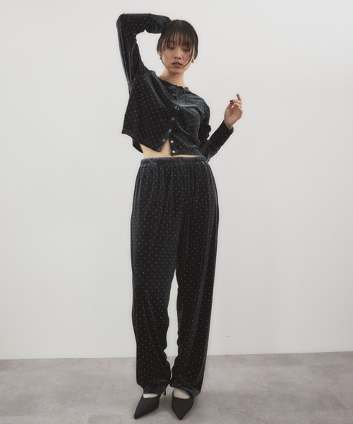 シャイニードットベロアカーディガン（カーディガン/ボレロ）｜HANNE