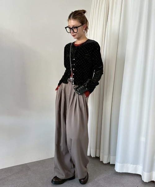 シャイニードットベロアカーディガン（カーディガン/ボレロ）｜HANNE