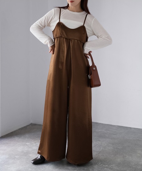 Riberry（リベリー）の「サテンキャミオールインワン（つなぎ/オールインワン・レディース・グレイッシュベージュ/ブラック/ブラウン・FREE）」の19枚目の写真