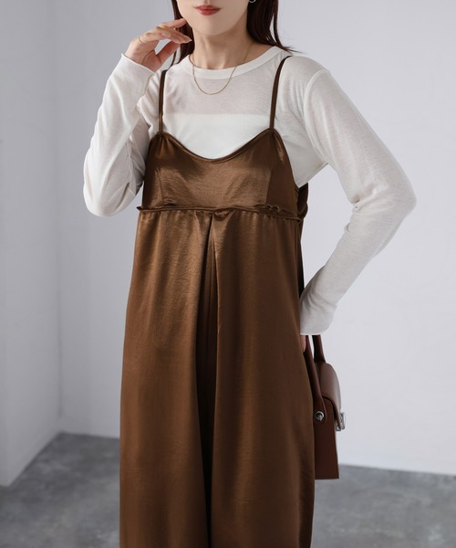 Riberry（リベリー）の「サテンキャミオールインワン（つなぎ/オールインワン・レディース・グレイッシュベージュ/ブラック/ブラウン・FREE）」の22枚目の写真