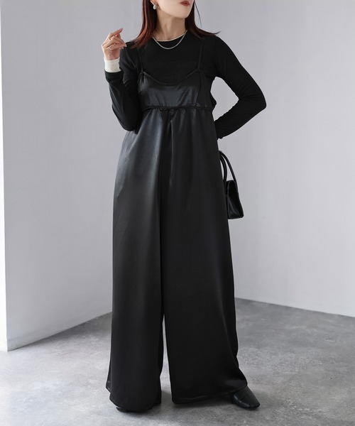 Riberry（リベリー）の「サテンキャミオールインワン（つなぎ/オールインワン・レディース・グレイッシュベージュ/ブラック/ブラウン・FREE）」の14枚目の写真