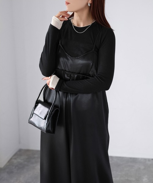 Riberry（リベリー）の「サテンキャミオールインワン（つなぎ/オールインワン・レディース・グレイッシュベージュ/ブラック/ブラウン・FREE）」の17枚目の写真