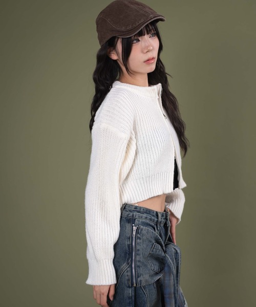 dispark(ディスパーク)の「DISPARK/ダブルZIPニットカーデ(カーディガン/ボレロ・レディース・グレー/アイボリー/ブラック・FREE)」の12枚目の写真