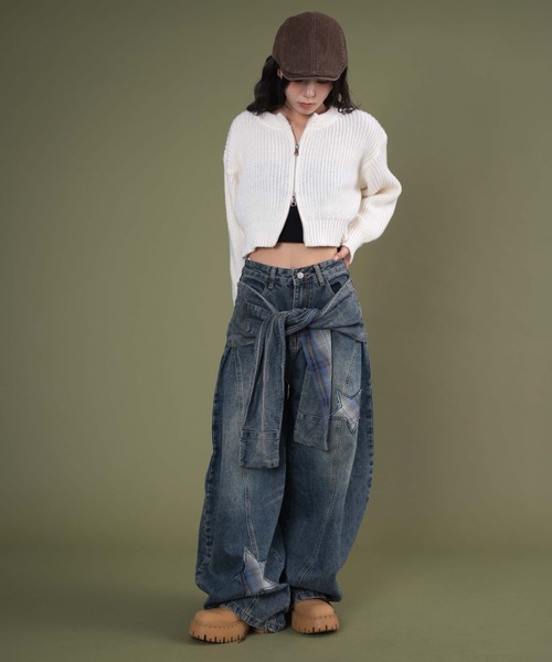 dispark(ディスパーク)の「DISPARK/ダブルZIPニットカーデ(カーディガン/ボレロ・レディース・グレー/アイボリー/ブラック・FREE)」の14枚目の写真