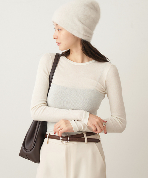 plage（プラージュ）の「SOUPLE LUZ / スープレルース C/C RB C/N L/SL トップス（Tシャツ/カットソー・レディース・アイボリー/ベージュ・FREE）」の2枚目の写真