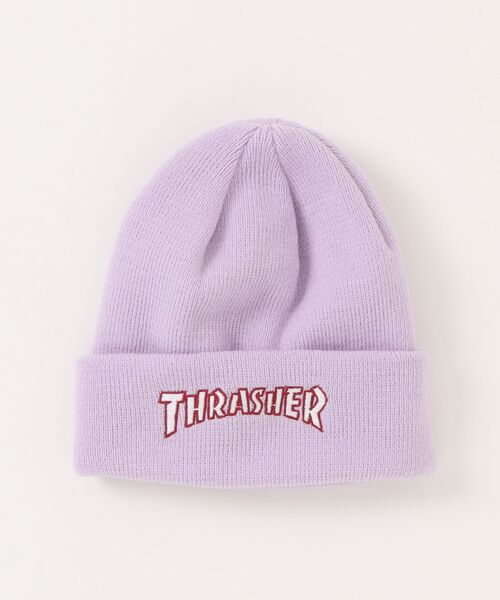THRASHER(スラッシャー)の「Outline Logo KIDS KNIT CAP BEANIE/THRASHER スラッシャー キッズ ニットキャップ ビーニー 刺繍 ストリート スケーター(ニットキャップ/ビーニー・キッズ・ブラック/パープル/イエロー・FREE)」の2枚目の写真