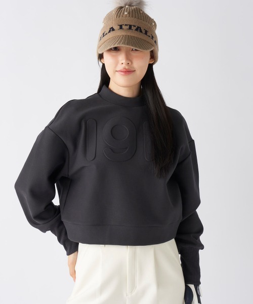 FILA GOLF(フィラゴルフ )の「【FILA GOLF:フィラゴルフ】レディースショート丈ププルオーバースウェット ゴルフ UVカット 保温機能(スウェット・レディース・ブラック/オフホワイト/グレー・MEDIUM/SMALL/LARGE/X-LARGE)」の1枚目の写真