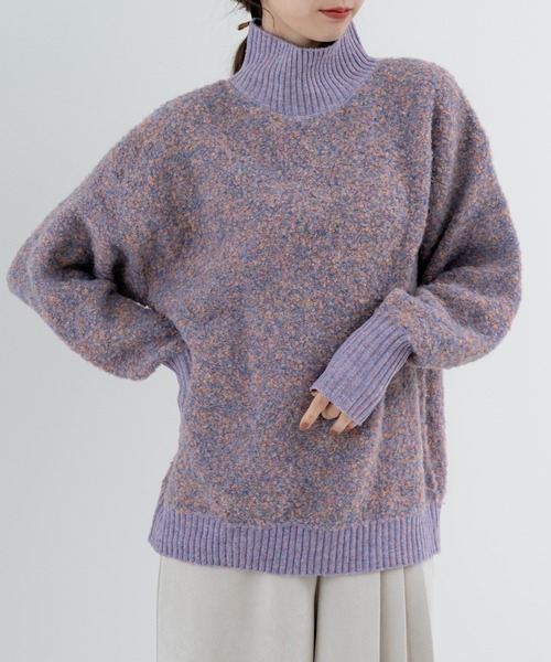 refinedworks（リファインドワークス）の「【refinedworks】 優しい色合いと ミックス 感が魅力の ふんわりニット（ニット/セーター・レディース・パープル/ベージュ/グレー・FREE）」の3枚目の写真