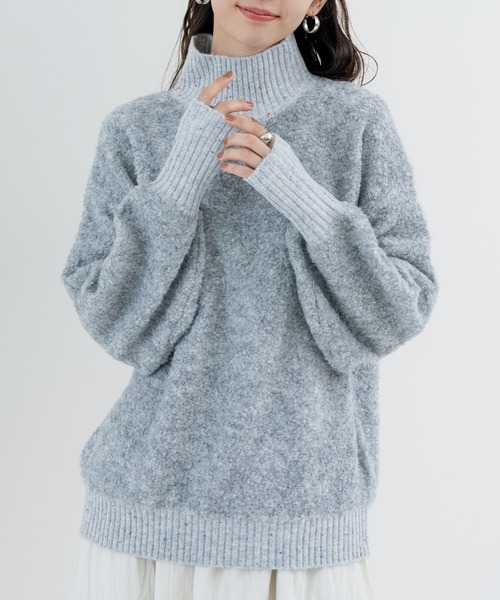 refinedworks（リファインドワークス）の「【refinedworks】 優しい色合いと ミックス 感が魅力の ふんわりニット（ニット/セーター・レディース・パープル/ベージュ/グレー・FREE）」の2枚目の写真