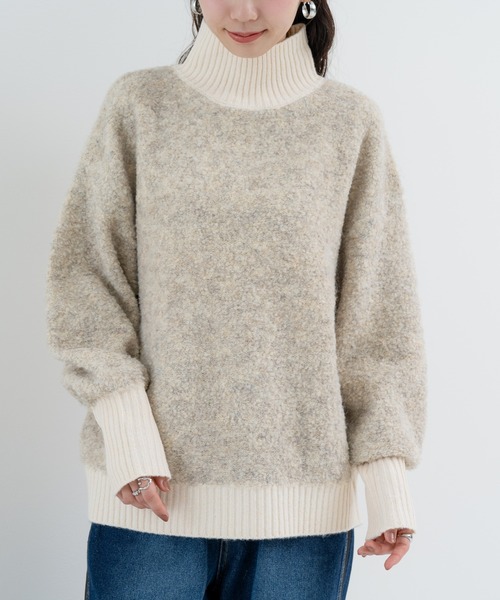 refinedworks（リファインドワークス）の「【refinedworks】 優しい色合いと ミックス 感が魅力の ふんわりニット（ニット/セーター・レディース・パープル/ベージュ/グレー・FREE）」の16枚目の写真