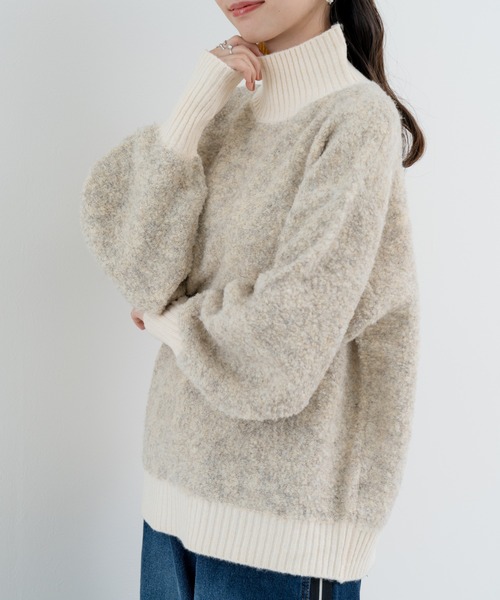 refinedworks（リファインドワークス）の「【refinedworks】 優しい色合いと ミックス 感が魅力の ふんわりニット（ニット/セーター・レディース・パープル/ベージュ/グレー・FREE）」の17枚目の写真