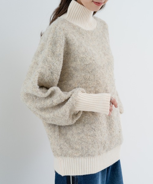 refinedworks（リファインドワークス）の「【refinedworks】 優しい色合いと ミックス 感が魅力の ふんわりニット（ニット/セーター・レディース・パープル/ベージュ/グレー・FREE）」の14枚目の写真