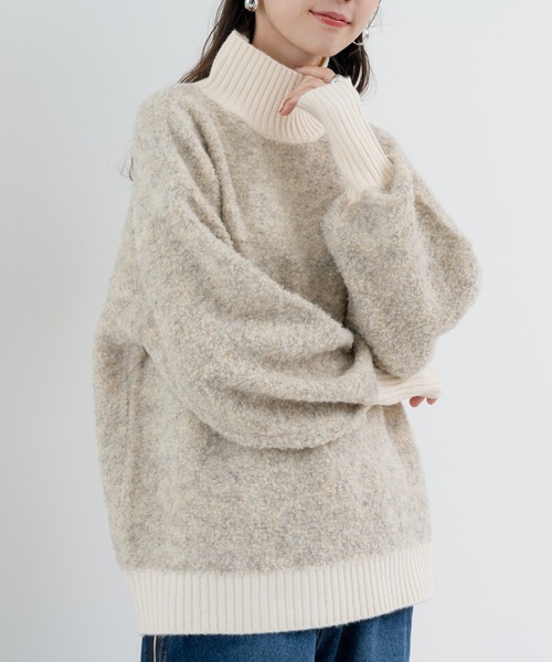 refinedworks（リファインドワークス）の「【refinedworks】 優しい色合いと ミックス 感が魅力の ふんわりニット（ニット/セーター・レディース・パープル/ベージュ/グレー・FREE）」の18枚目の写真