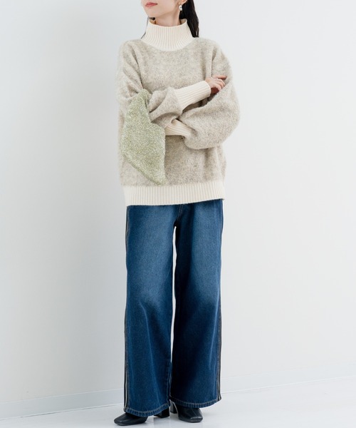 refinedworks（リファインドワークス）の「【refinedworks】 優しい色合いと ミックス 感が魅力の ふんわりニット（ニット/セーター・レディース・パープル/ベージュ/グレー・FREE）」の4枚目の写真