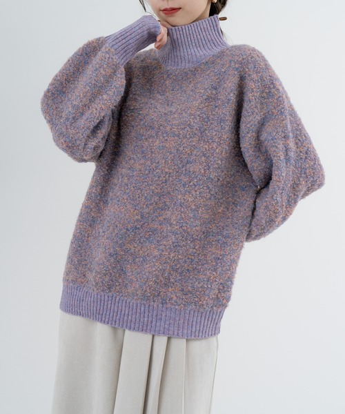 refinedworks（リファインドワークス）の「【refinedworks】 優しい色合いと ミックス 感が魅力の ふんわりニット（ニット/セーター・レディース・パープル/ベージュ/グレー・FREE）」の7枚目の写真