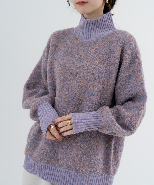 refinedworks（リファインドワークス）の「【refinedworks】 優しい色合いと ミックス 感が魅力の ふんわりニット（ニット/セーター・レディース・パープル/ベージュ/グレー・FREE）」の9枚目の写真