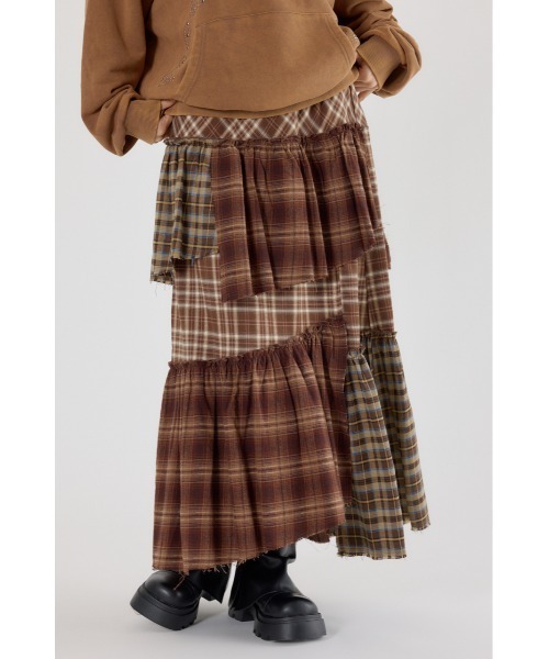 RODEO CROWNS WIDE BOWL(ロデオクラウンズワイドボウル)の「ランダムティアードチェックスカート(スカート・レディース・マルチ/ブラック系その他/ブラウン系その他・FREE)」の4枚目の写真