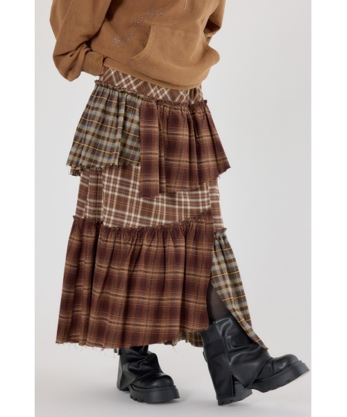 RODEO CROWNS WIDE BOWL(ロデオクラウンズワイドボウル)の「ランダムティアードチェックスカート(スカート・レディース・マルチ/ブラック系その他/ブラウン系その他・FREE)」の5枚目の写真