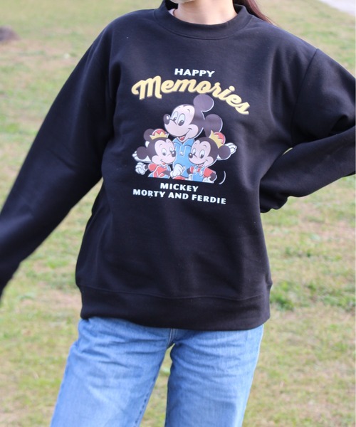 セール】【DISNEY/ディズニー】裏起毛プリントクルーネックトレーナー