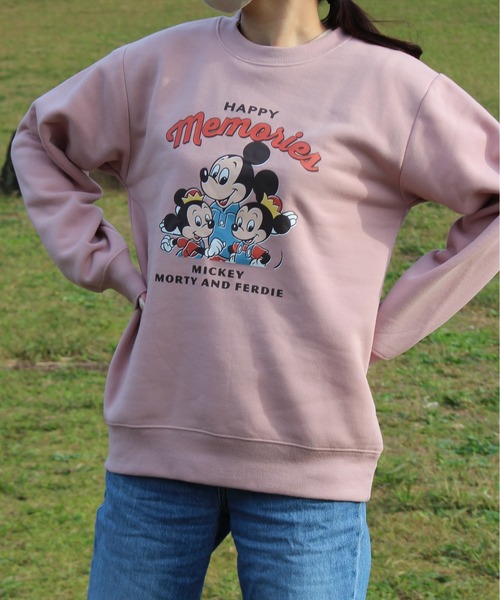 セール】【DISNEY/ディズニー】裏起毛プリントクルーネックトレーナー