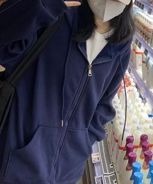 SallyLunn(サリーラン)の「ゆるシルエットジップパーカー(パーカー・レディース・グレー/ブラック/ダークグレー・L/M)」の5枚目の写真