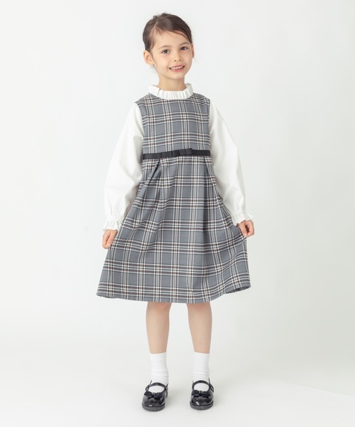 ever closet（エバークローゼット）の「チェック柄 レイヤード ワンピース（ワンピース・キッズ・グレー/ベージュ・90cm/100cm/110cm/120cm/130cm/140cm）」の2枚目の写真
