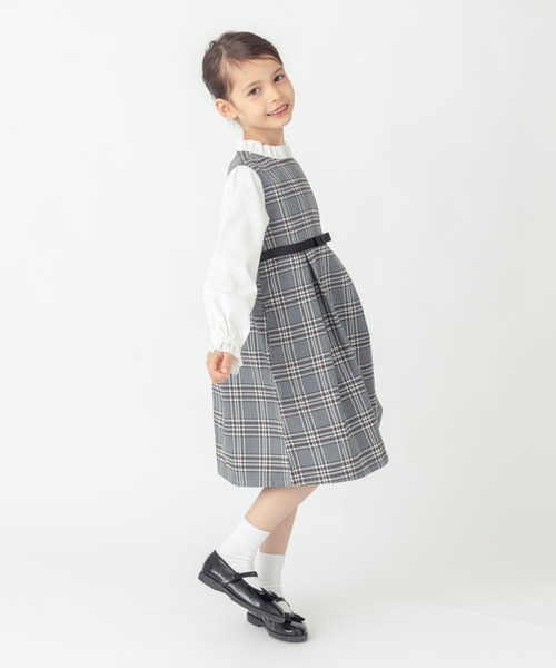 ever closet（エバークローゼット）の「チェック柄 レイヤード ワンピース（ワンピース・キッズ・グレー/ベージュ・90cm/100cm/110cm/120cm/130cm/140cm）」の3枚目の写真