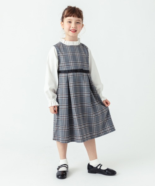 ever closet（エバークローゼット）の「チェック柄 レイヤード ワンピース（ワンピース・キッズ・グレー/ベージュ・90cm/100cm/110cm/120cm/130cm/140cm）」の6枚目の写真