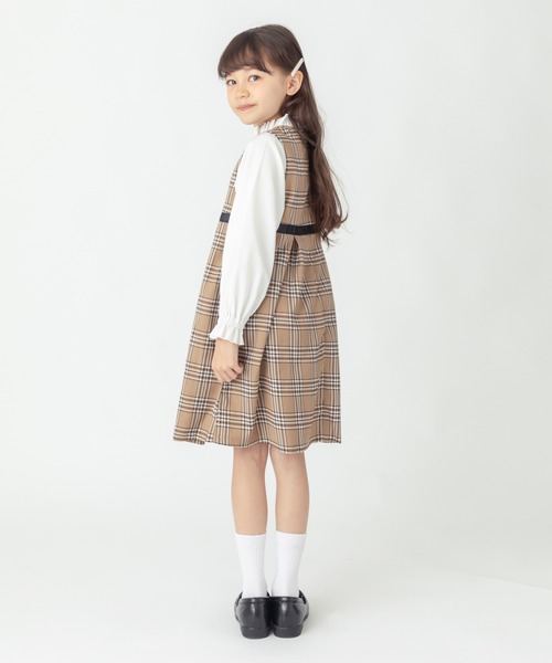 ever closet（エバークローゼット）の「チェック柄 レイヤード ワンピース（ワンピース・キッズ・グレー/ベージュ・90cm/100cm/110cm/120cm/130cm/140cm）」の8枚目の写真