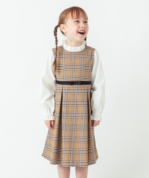 ever closet（エバークローゼット）の「チェック柄 レイヤード ワンピース（ワンピース・キッズ・グレー/ベージュ・90cm/100cm/110cm/120cm/130cm/140cm）」の11枚目の写真