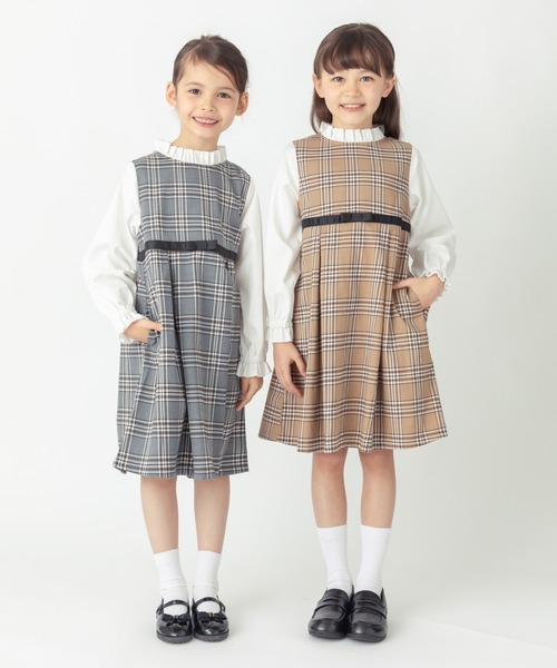 ever closet（エバークローゼット）の「チェック柄 レイヤード ワンピース（ワンピース・キッズ・グレー/ベージュ・90cm/100cm/110cm/120cm/130cm/140cm）」の12枚目の写真