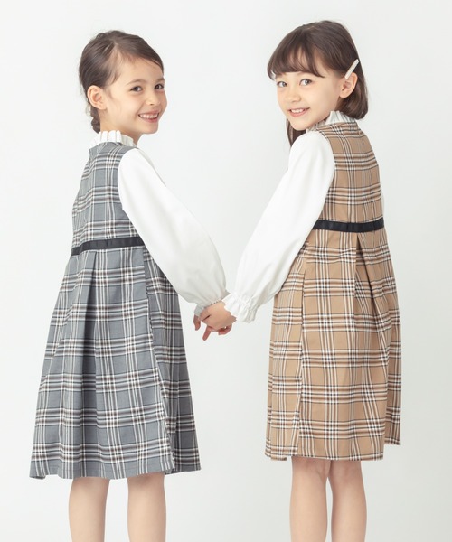 ever closet（エバークローゼット）の「チェック柄 レイヤード ワンピース（ワンピース・キッズ・グレー/ベージュ・90cm/100cm/110cm/120cm/130cm/140cm）」の21枚目の写真
