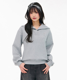 レディース ショールカラー スウェットTシャツ - グレー
