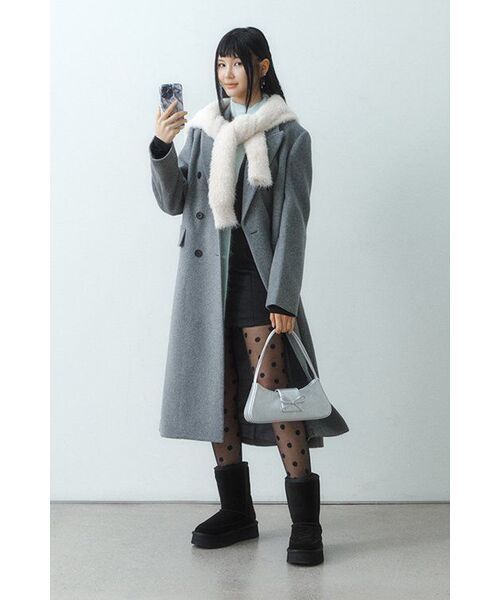 セール】レディースカシミアブレンドダブルチェスターロングコート