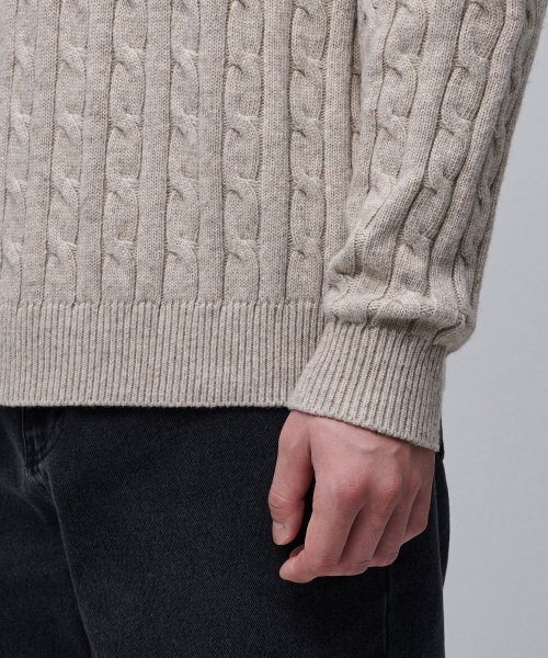 MUSINSA STANDARD(ムシンサスタンダード)の「ケーブルクルーネックニット【オートミル】(ニット/セーター・メンズ・その他・SMALL/MEDIUM/LARGE/X-LARGE/XX-LARGE)」の9枚目の写真