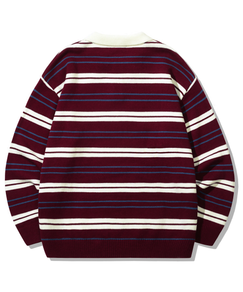 TRILLION（トリリオン）の「ウォッシャブルストライプボタンカラーニット[レッド]（ポロシャツ・レディース・その他・MEDIUM/LARGE/X-LARGE）」の5枚目の写真