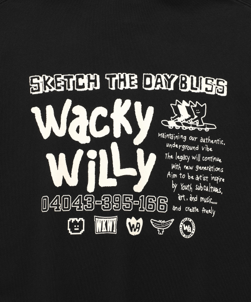 Wacky WiLLy(ワッキーウィリー)の「スケッチグラフィックフードスウェットブラック(パーカー・レディース・その他・SMALL/MEDIUM/LARGE/X-LARGE/X-SMALL)」の6枚目の写真