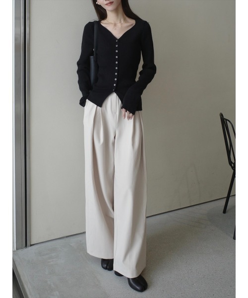 セール】サイドリボンタックワイドパンツ / アイボリー（スラックス