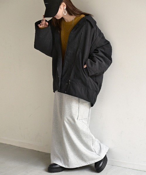 HUG.U(ハグユー)の「2way 「ベストにもなる」 中綿アウター(ブルゾン・レディース・ブラック/オフホワイト/ダークブラウン・FREE)」の13枚目の写真