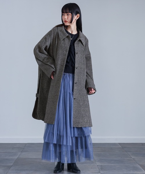 kOhAKU（コハク）の「『ストール付きオーバーサイズコート』（ステンカラーコート・レディース・グレー・FREE）」の5枚目の写真